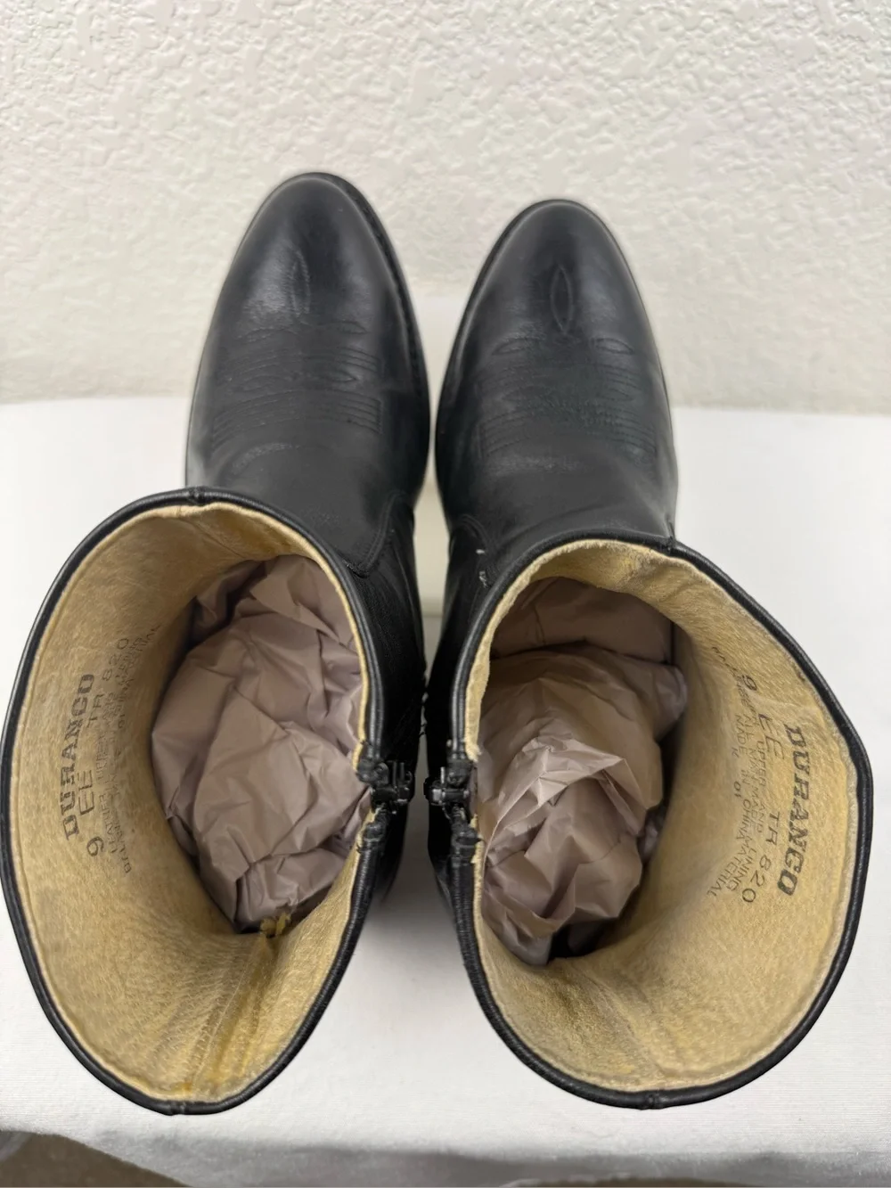 Durango TR820 Western Ankle Boots | Black Leather | Side Zip | Men's 9EE